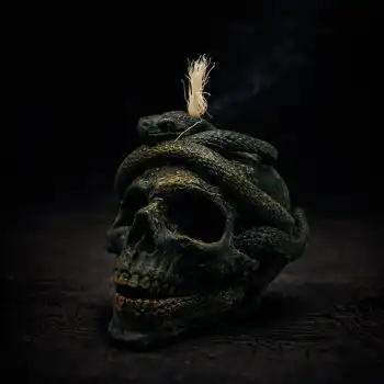 Зелёная Свеча «Череп со Змеёй»